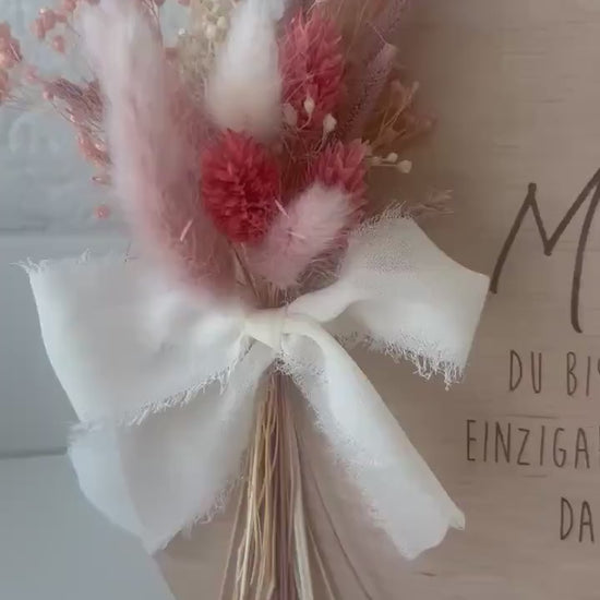 Muttertagsschild Holz | Trockenblumen rosa | Geschenk für Mama | personalisiert | Muttertagsgeschenk | Holzdeko | Beste Mama, Oma, Danke