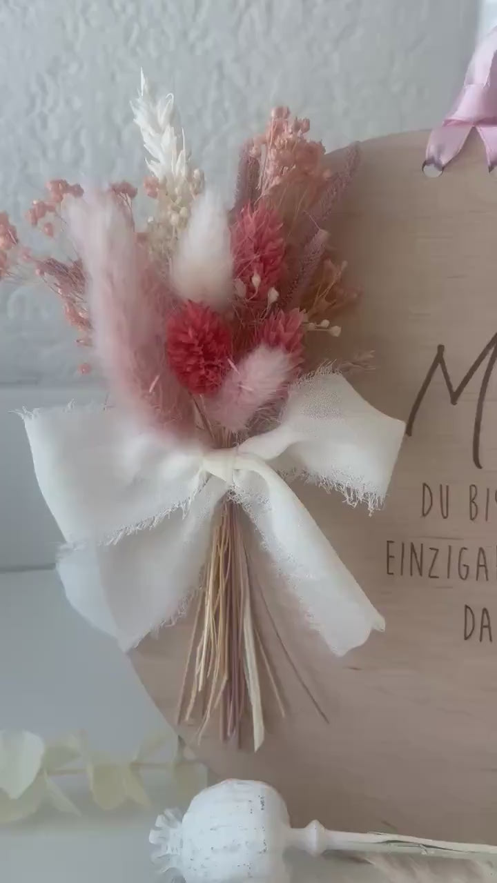 Muttertagsschild Holz | Trockenblumen rosa | Geschenk für Mama | personalisiert | Muttertagsgeschenk | Holzdeko | Beste Mama, Oma, Danke