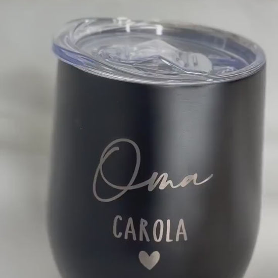 Personalisierter Thermobecher für Oma oder Opa – Edelstahl Becher mit Name & Herz – Geschenk für Großeltern – Gravur Thermobecher 354ml