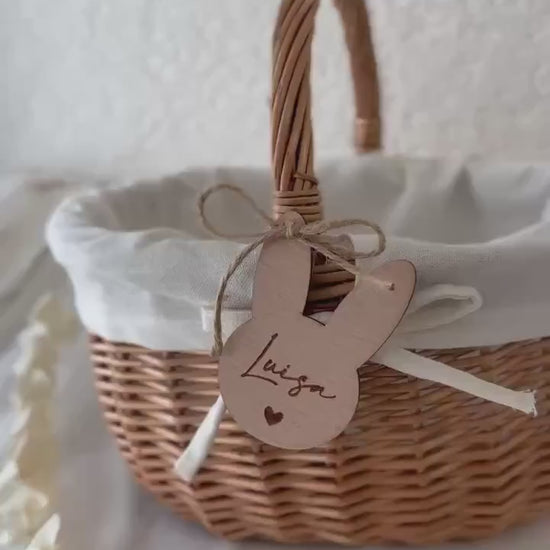 Personalisiertes Osterkörbchen mit Namen, Osterkorb Kinder mit Hasen Anhänger– Osternest Kinder, Ostergeschenk Kinder, Osterdeko Korb Ostern