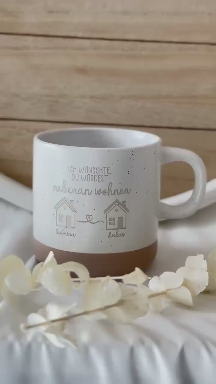 Ich wünschte du würdest nebenan wohnen Tasse – Freundschaft Geschenk – Beste Freundin Geschenk – Personalisierte Tasse mit Namen