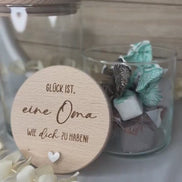 Geschenk für Oma – Vorratsglas mit Gravur – Glück ist Oma – Glas mit Holzdeckel – liebevolles Oma Geschenk