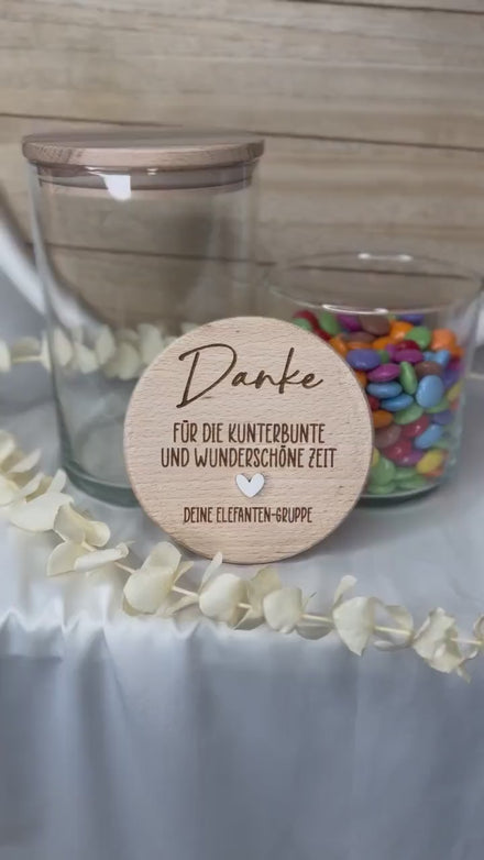 Dankeschön Geschenk Erzieherin – Vorratsglas mit Gravur – Kunterbunte Zeit – Abschiedsgeschenk Kita Gruppe