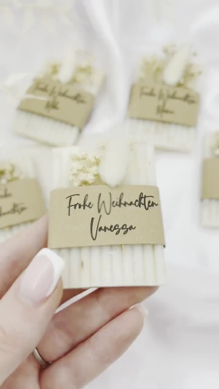 Gastgeschenk Weihnachten Lavendelseife mit Trockenblumen und Wunschaufschrift Seifengeschenk Werbegeschenk Firmenfeier Wichtelgeschenk