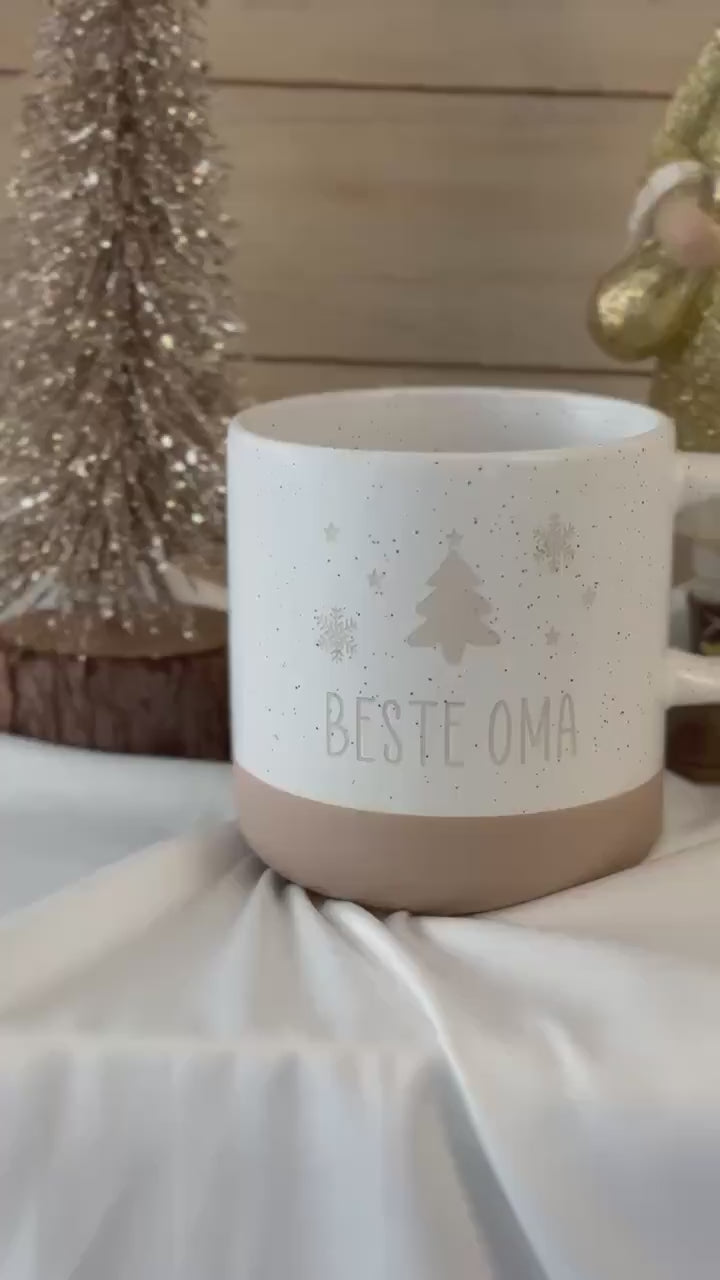 Weihnachtstasse Beste Oma Opa Mama Papa – Weihnachtsbaum  – personalisierte Keramiktasse Familie – Geschenk Weihnachten – Glühwein Tasse