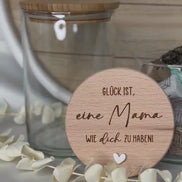 Geschenk für Mama – Vorratsglas mit Gravur – Glück ist Mama – Glas mit Holzdeckel – liebevolles Mutter Geschenk, Muttertagsgeschenk