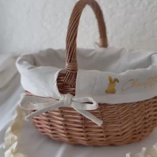 Personalisiertes Osterkörbchen mit Name – Osterkorb Kinder mit Hasenmotiv – Osternest personalisiert – Ostergeschenk Kinder – Osterdeko Korb