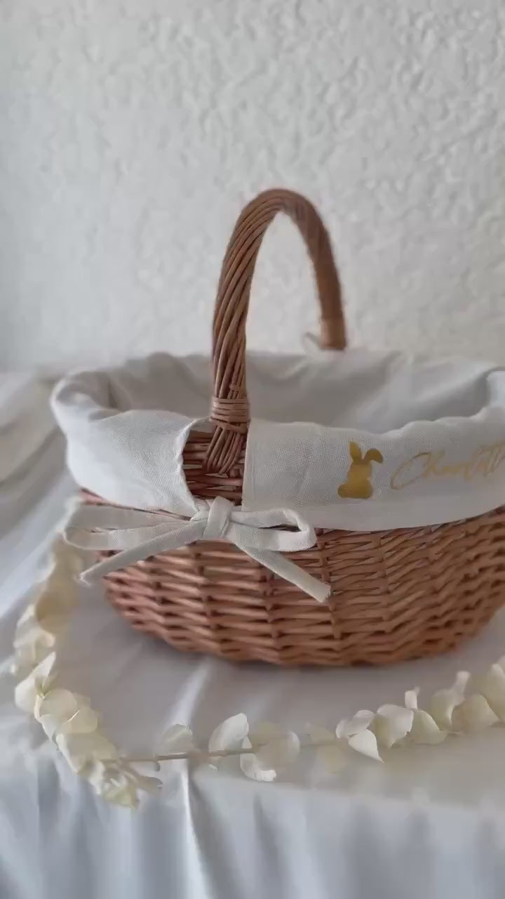 Personalisiertes Osterkörbchen mit Name – Osterkorb Kinder mit Hasenmotiv – Osternest personalisiert – Ostergeschenk Kinder – Osterdeko Korb