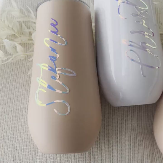 Thermobecher personalisiert als Geschenk oder für den JGA - holografische Schrift - glamour - Team Bride, Bride Squad