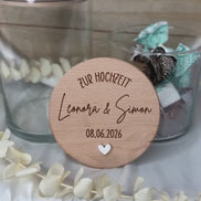 Hochzeitsgeschenk personalisiert – Vorratsglas mit Namen & Datum – Zur Hochzeit – Glas mit Holzdeckel, Brautpaar Geschenk,Hochwertige Gravur