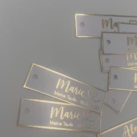 Personalisierte Etiketten Taufe, Kommunion, Mevlüt, Sünnet, Personalisiert mit dem Namen & Datum, Metallic Effekt gold, silber o schwarz