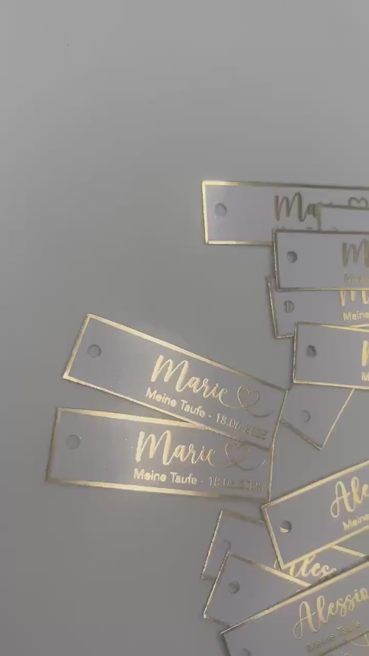 Personalisierte Etiketten Taufe, Kommunion, Mevlüt, Sünnet, Personalisiert mit dem Namen & Datum, Metallic Effekt gold, silber o schwarz