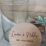 Hochzeitsgeschenk Brautpaar personalisiert – Vorratsglas mit Namen & Datum – Glas mit Holzdeckel – Geschenk zur Hochzeit, Mit Namen,