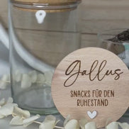 Geschenk zum Ruhestand personalisiert – Snackglas mit Name – Snacks für den Ruhestand – Vorratsglas mit Holzdeckel, Rentner, Pension,