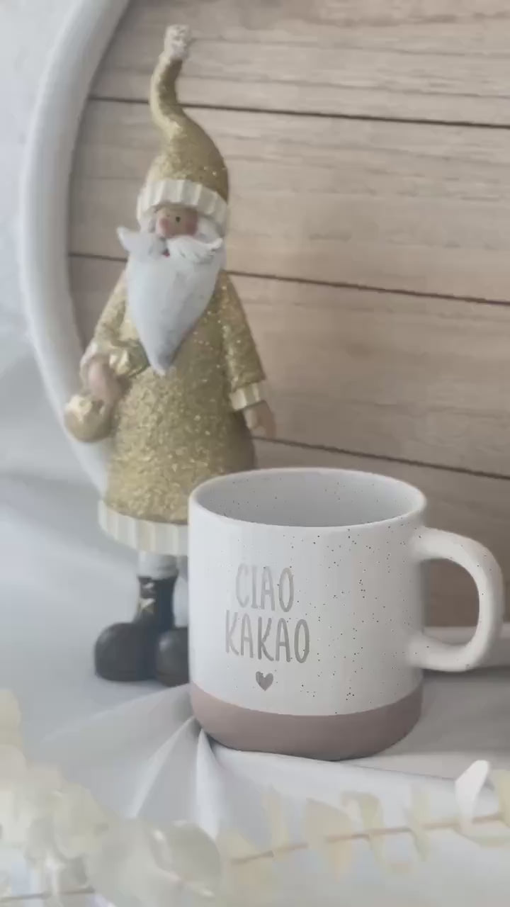 Ciao Kakao Tasse – Herz Gravur – Geschenk für Kakao Liebhaber – Weihnachtsgeschenk witzig – personalisierte Keramiktasse – 360 ml