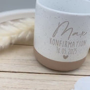 Tasse Konfirmation/Kommunion/Firmung mit Name & Datum – Geschenk religiöser Anlass – personalisierte Keramiktasse – 360 ml – graviert