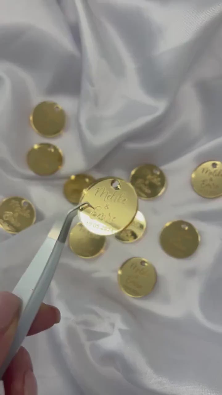 Anhänger Gold mit Gravur für Gastgeschenke & Einladungskarten / Hochzeit Verlobung Söz Gastgeschenk