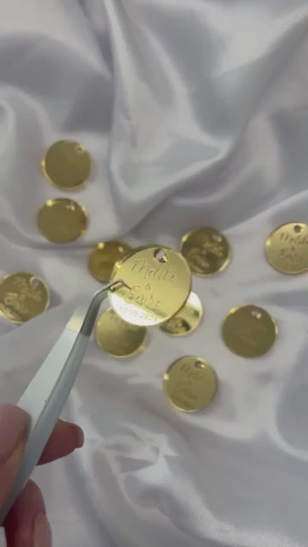 Anhänger Gold mit Gravur für Gastgeschenke & Einladungskarten / Hochzeit Verlobung Söz Gastgeschenk