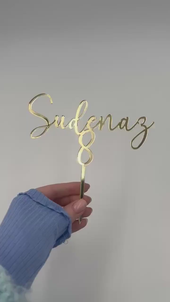 Caketopper aus Acryl + Zahl, Tortentopper, Tortenaufleger, Geburtstagsdeko, runder Geburtstag, Gold, silber, schwarz, weiß