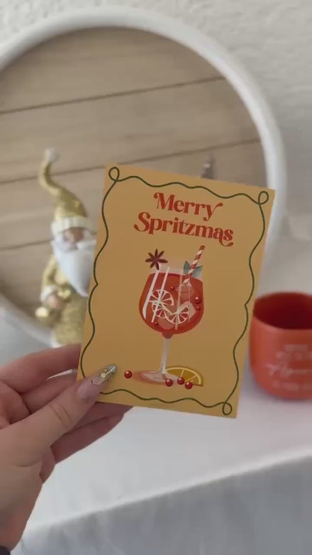 Merry Spritzmas Karte – Weihnachtskarte Aperol Spritz – lustige A6 Karte für Aperol Fans – 350g Papier – Geschenkidee Weihnachten