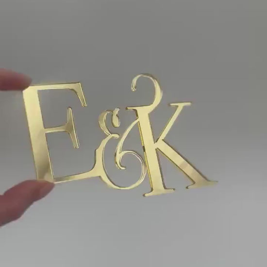 Caketopper Monogram als Aufleger für die Torte - Hochzeitsdeko, Hochzeitstore, Acryl gold, silber, Verlobung, Sözümüz Söz