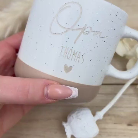 Opa Tasse mit Name & Herz – personalisierte Keramiktasse – Geschenk für Großvater – Geburtstag oder Vatertag – 360 ml – graviert, bester Opa
