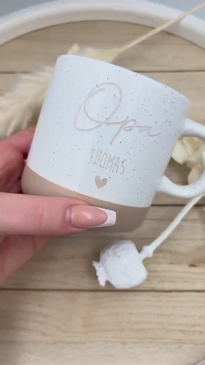 Opa Tasse mit Name & Herz – personalisierte Keramiktasse – Geschenk für Großvater – Geburtstag oder Vatertag – 360 ml – graviert, bester Opa