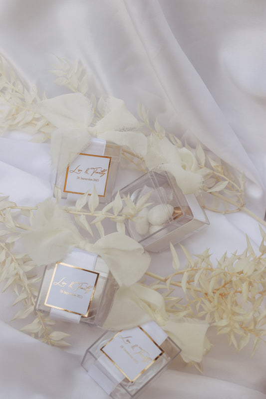 Gastgeschenk Mandelbox mit Gold oder Silberveredelung