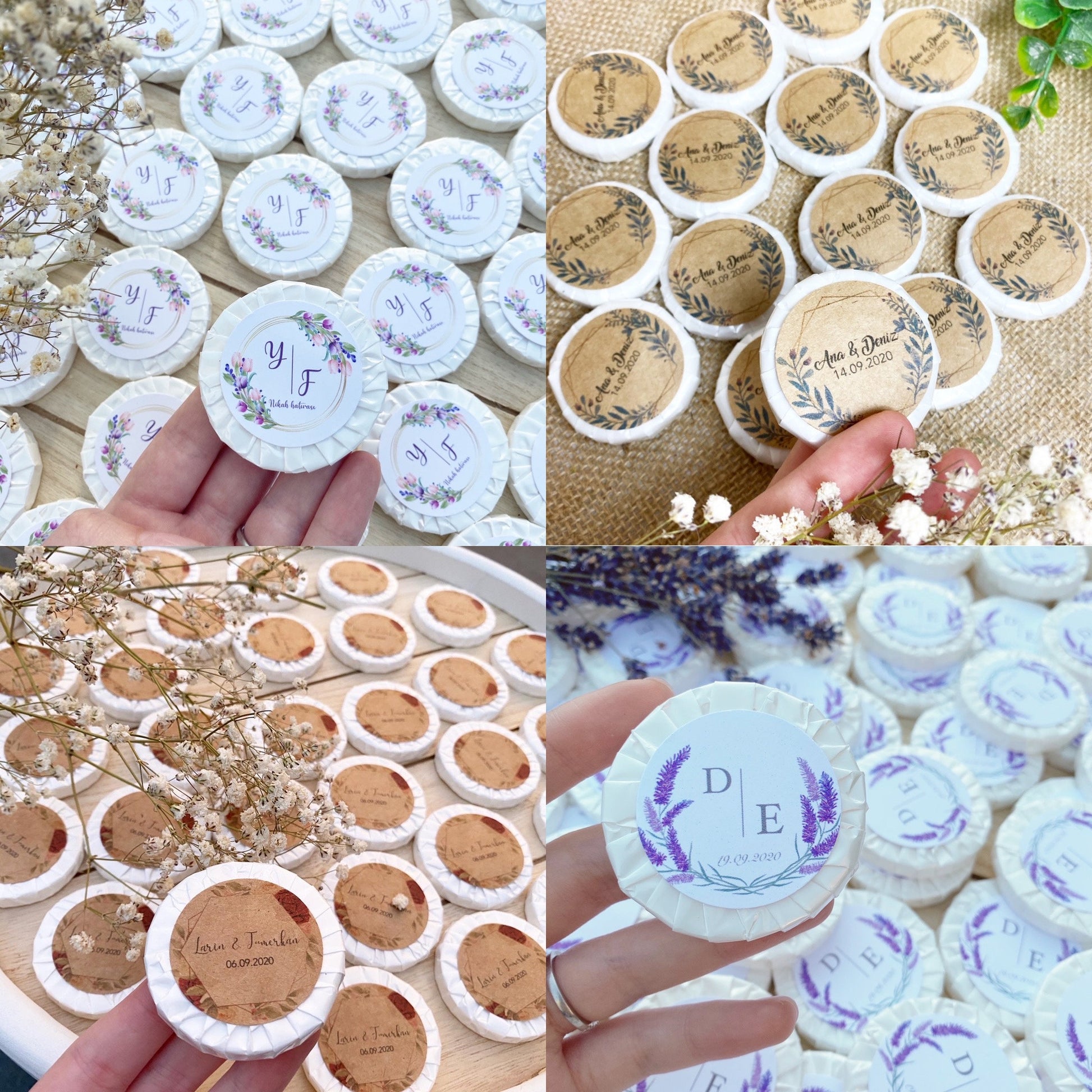 Gastgeschenk - 10 Personalisierte Mini Seifen - Beschriftet - Hochzeit - Geburtstag - Taufe - Kommunion