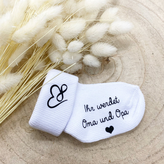 Babysocke / Schwangerschaft verkünden // Überraschung // Du wirst Oma // Du wirst Papa etc.. // Personalisierung // Nachwuchs