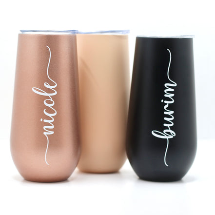 Thermobecher Sektglas - JGA - personalisiert - Brautjungfer - Trauzeugin - Geschenkidee - Edelstahl - Mit Deckel