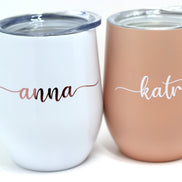 Thermobecher Weinglas personalisiert - JGA - Brautjungfer - Trauzeugin - Beste Freundin - Stemless