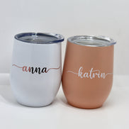 Thermobecher Weinglas personalisiert - JGA - Brautjungfer - Trauzeugin - Beste Freundin - Stemless