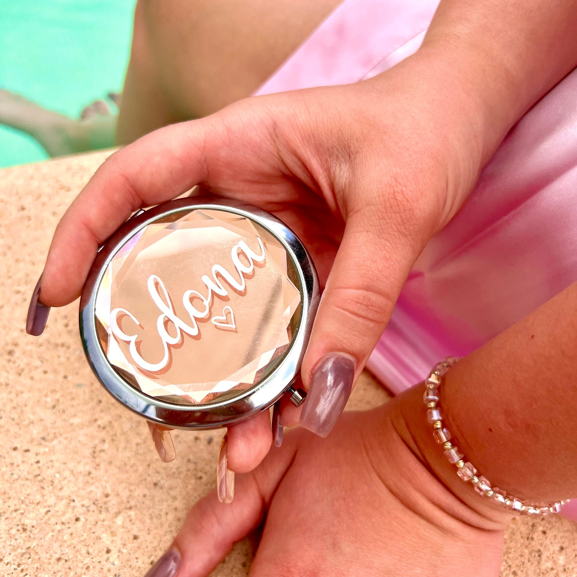 Kosmetikspiegel personalisiert - Geschenkidee - Brautjungfer Trauzeugin Mama Beste Freundin - Rosegold - Gold