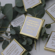 Gastgeschenk Schokobox mit Wunschtext Hochzeit Taufe Goldveredelung oder Silberveredelung