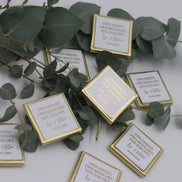 Gastgeschenk Schokobox mit Wunschtext Hochzeit Taufe Goldveredelung oder Silberveredelung