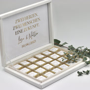 Gastgeschenk Schokobox mit Wunschtext Hochzeit Taufe Goldveredelung oder Silberveredelung