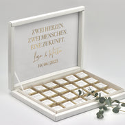 Gastgeschenk Schokobox mit Wunschtext Hochzeit Taufe Goldveredelung oder Silberveredelung
