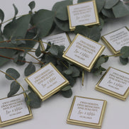 Gastgeschenk Schokobox mit Wunschtext Hochzeit Taufe Goldveredelung oder Silberveredelung