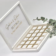 Personalisierte Schokobox in Weiß mit Goldveredelung I Hochzeit I Geburtstag I Taufe I Mit Namen I Gastgeschenke I Schokolade I Etikett
