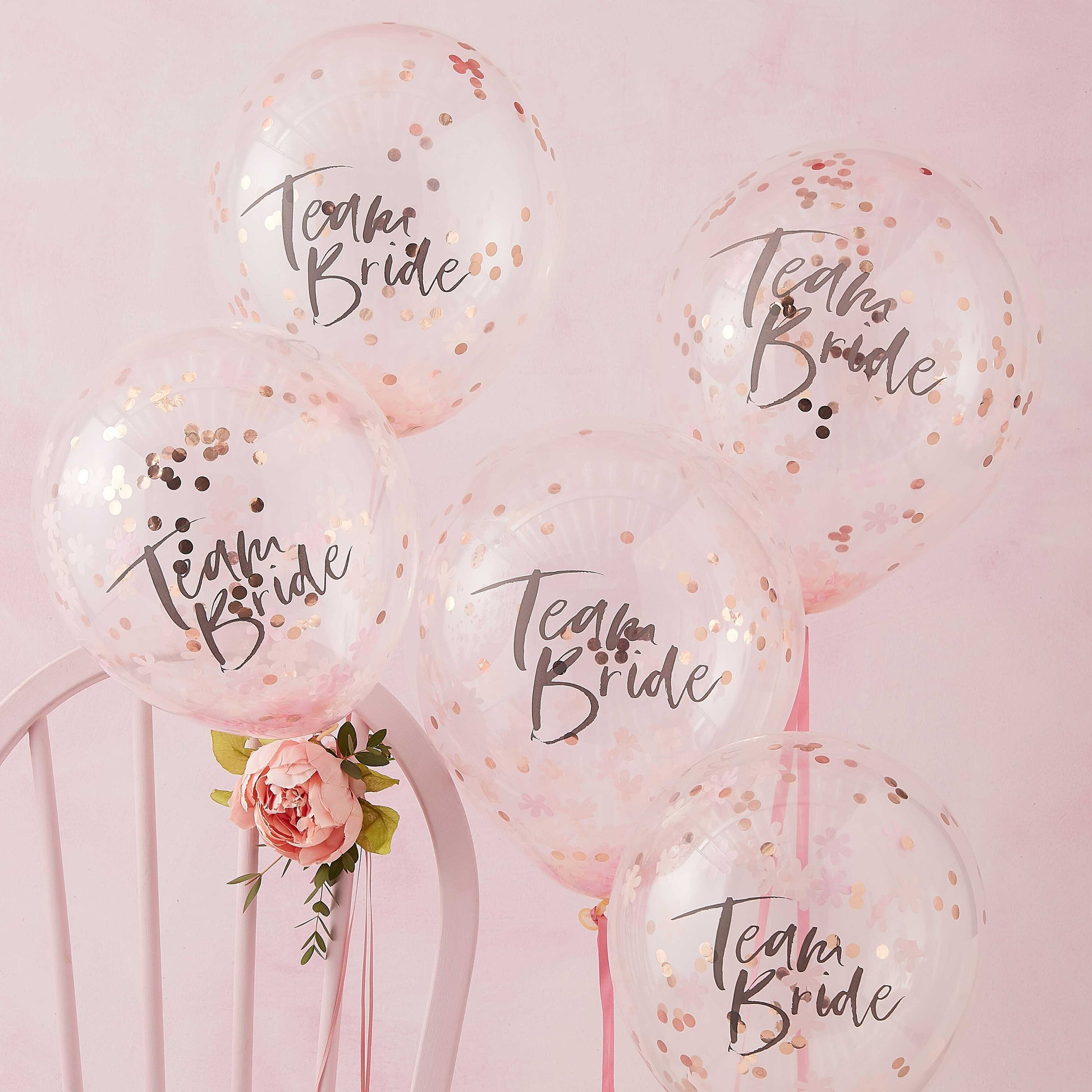 Team Bride Ballons mit Konfetti