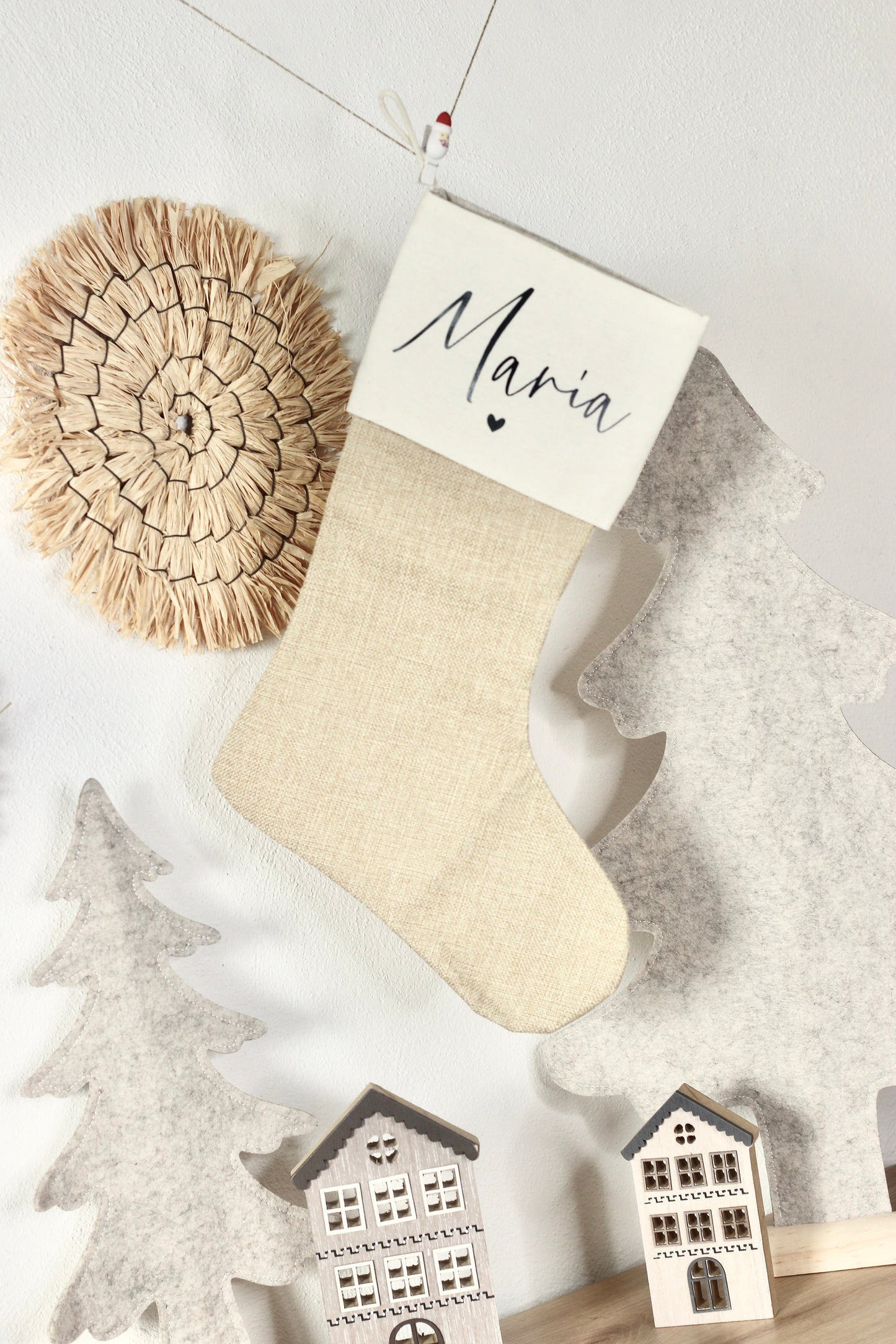 Nikolausstiefel Personalisiert mit Name und Herz - Weihnachtsstiefel - Nikolausstrumpf für Weihnachtsgeschenke Nikolaustag