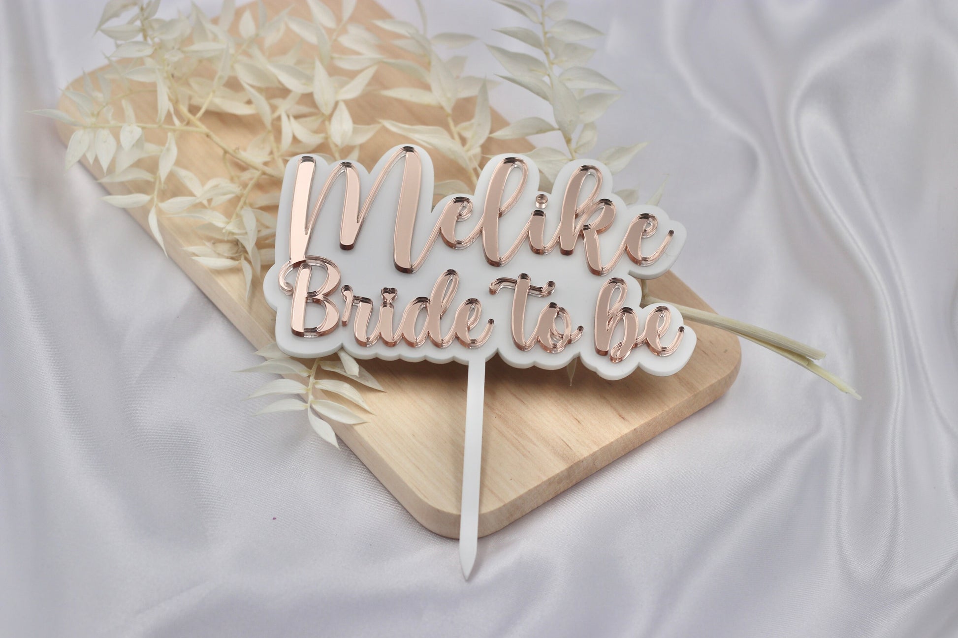 JGA Deko Cake Topper personalisiert mit Namen in weiß rosegold - Team Bride, Bride to be