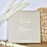 Gästebuch aus Leinen Hochzeit Fotoalbum beige weiß minimalistisch