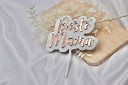 JGA Deko Cake Topper personalisiert mit Namen in weiß rosegold - Team Bride, Bride to be