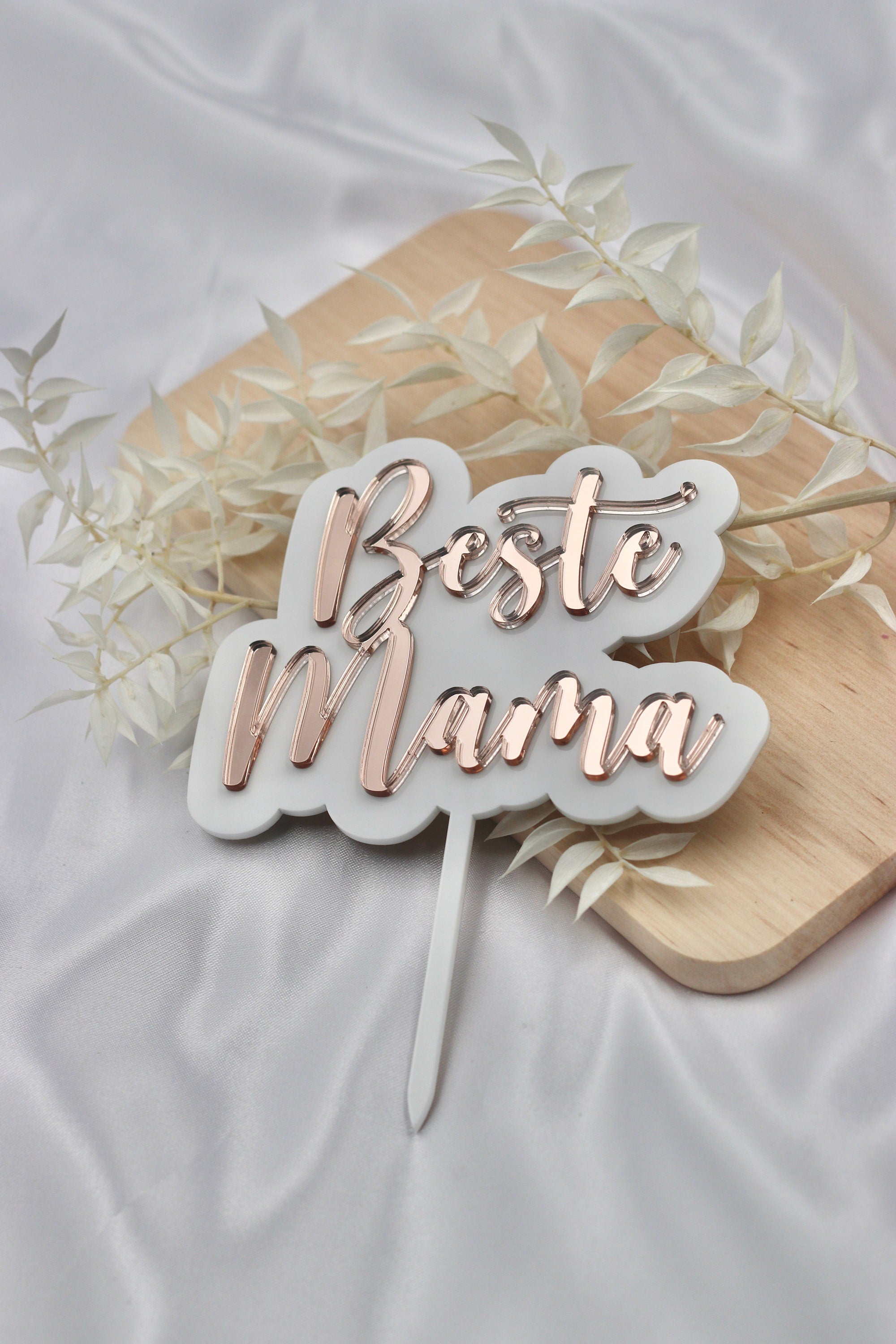JGA Deko Cake Topper personalisiert mit Namen in weiß rosegold - Team Bride, Bride to be