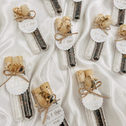 Gastgeschenk Reagenzglas „wir gehören zusammen wie Salz & Pfeffer“ personalisiert - Wedding favor