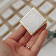Gastgeschenk (10 Stk.) Wunschtext Hochzeit Taufe Schokolade Gold oder Silberveredelung