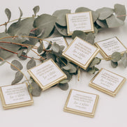 Gastgeschenk (10 Stk.) Wunschtext Hochzeit Taufe Schokolade Gold oder Silberveredelung