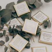 Gastgeschenk (10 Stk.) Wunschtext Hochzeit Taufe Schokolade Gold oder Silberveredelung